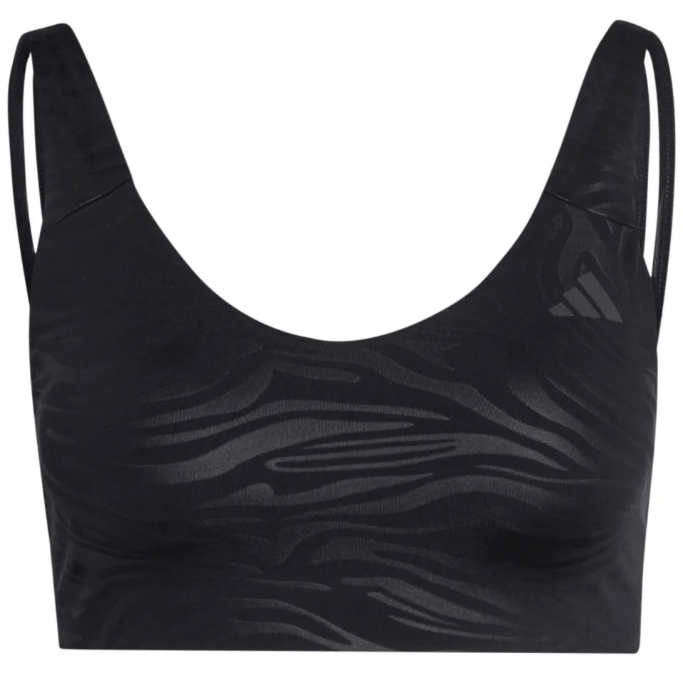 Adidas All Me Essentials Graphic Light Support sportbeha zwart, foto 3