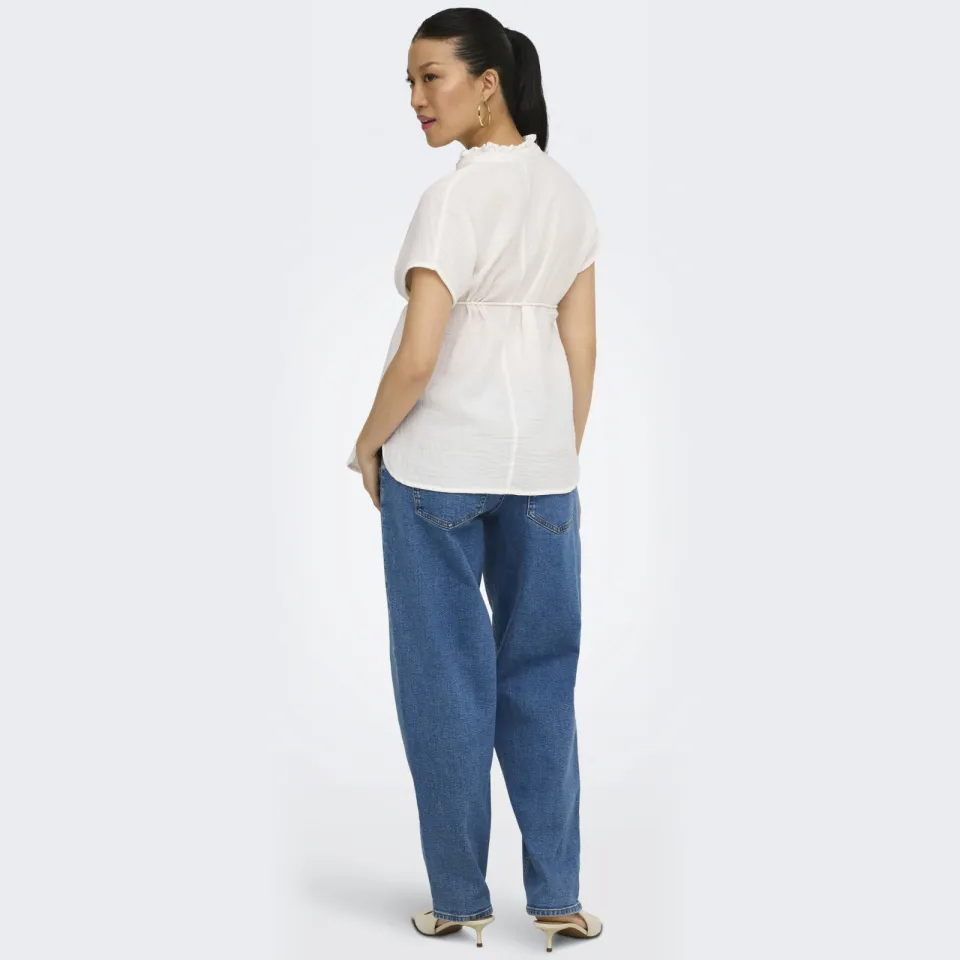 Only zwangerschaps blousetop met textuur ecru, foto 7