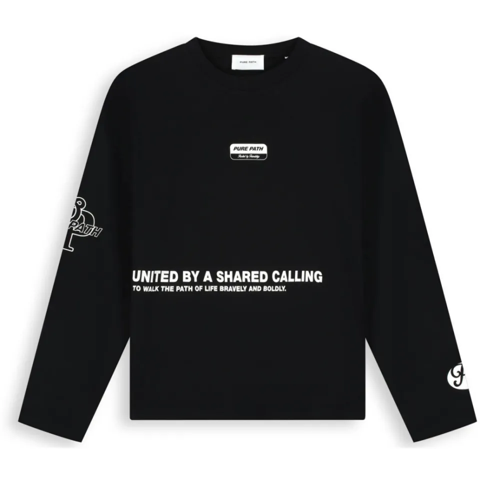 Pure Path boxy longsleeve met backprint - zwart, foto 2