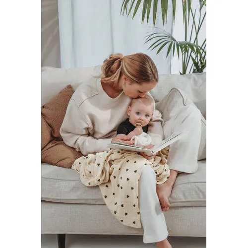 Meyco pre-washed hydrofiele swaddle Sweet Heart beige, foto 3