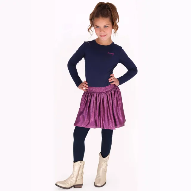 B.Nosy Daisy midi jurk met backprint donkerblauw Donkerblauw/paars