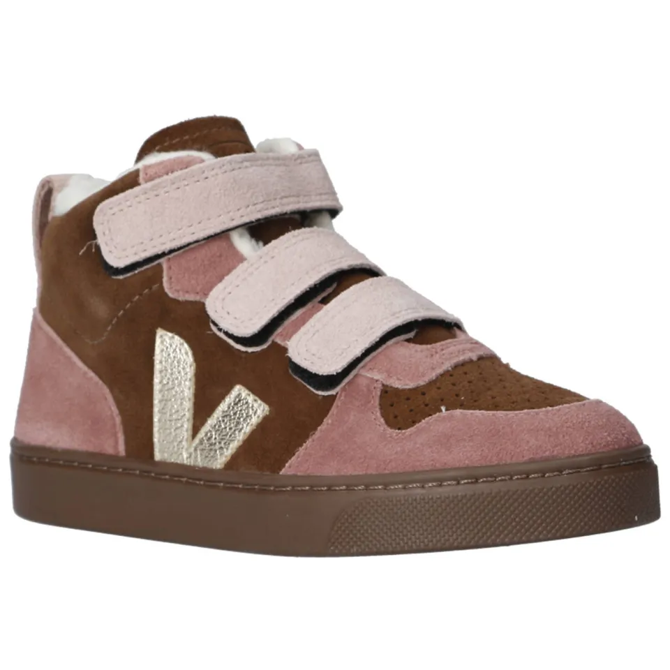 Veja Small V-10 Mid gevoerde suède sneakers aubergine/roze, foto 2