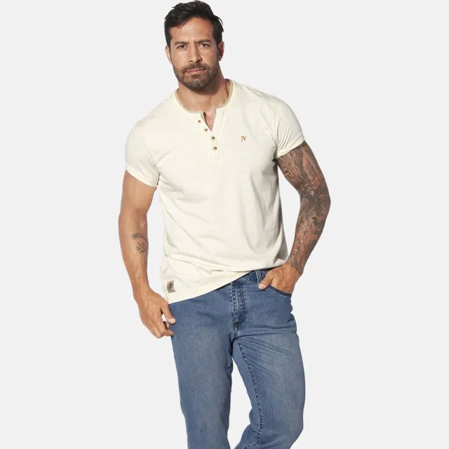 Jan Vanderstorm Thokhelm Henley T-shirt wit