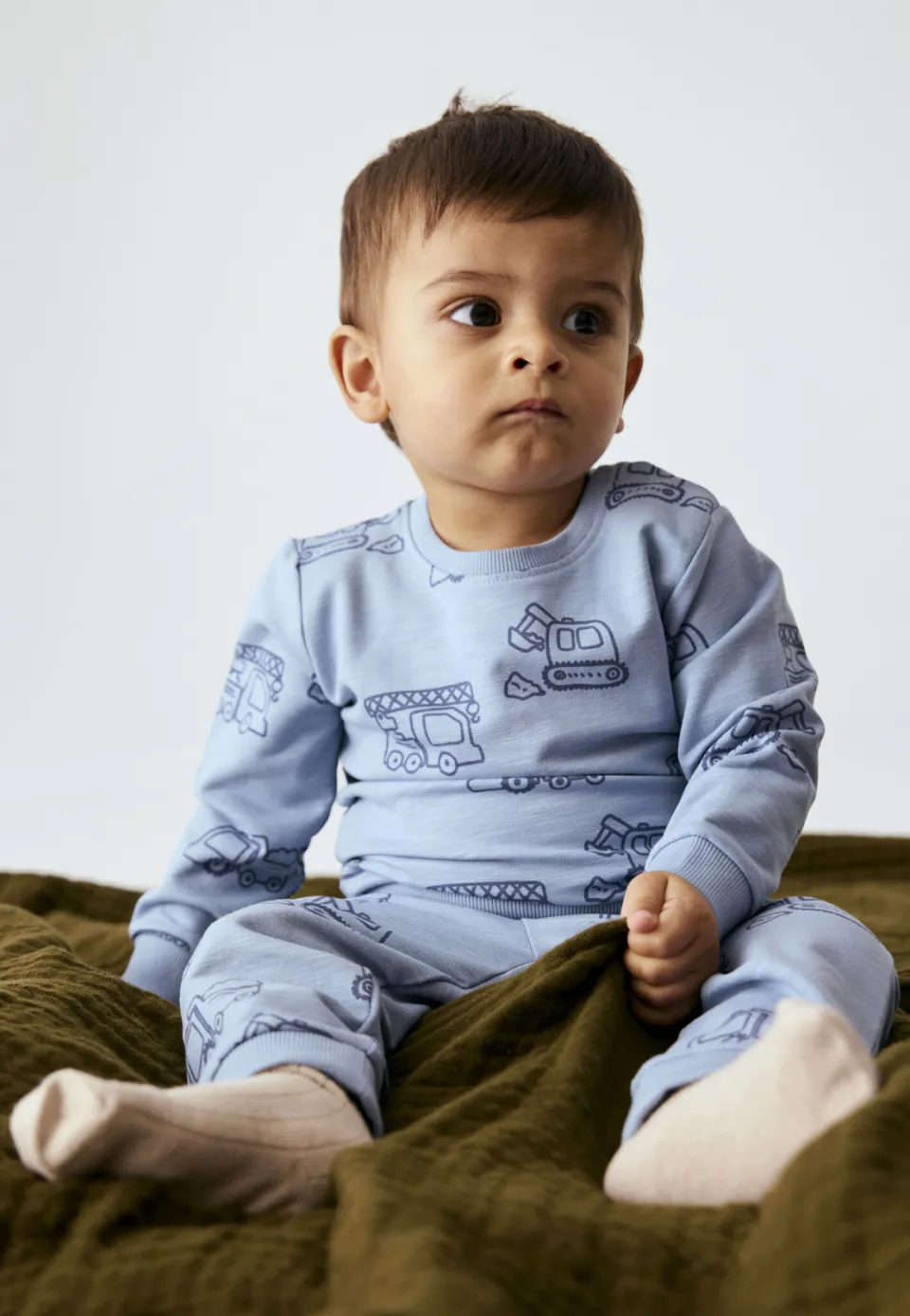 NAME IT BABY rechtvallende sweater met print - blauw