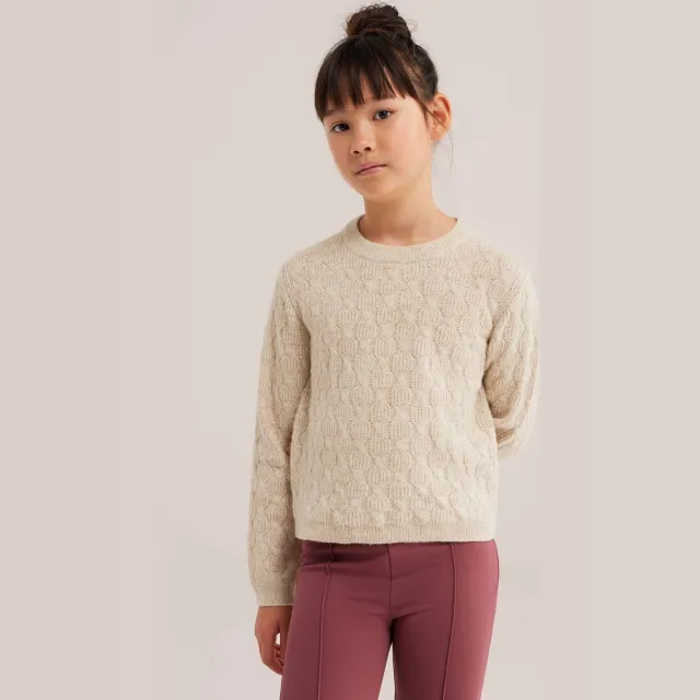 WE Fashion gebreide trui met wol - beige Brazilian Sand