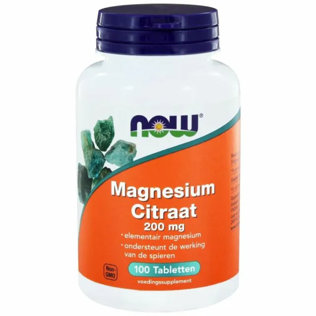 Now Magnesium Citrate 200mg 100 tabletten
