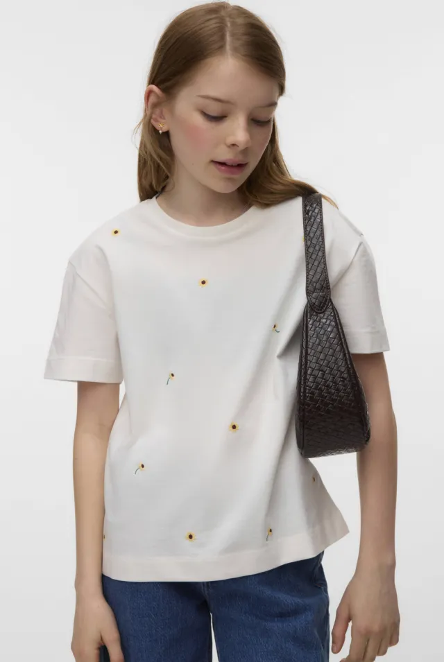 Vero Moda Girl gebloemd T-shirt wit