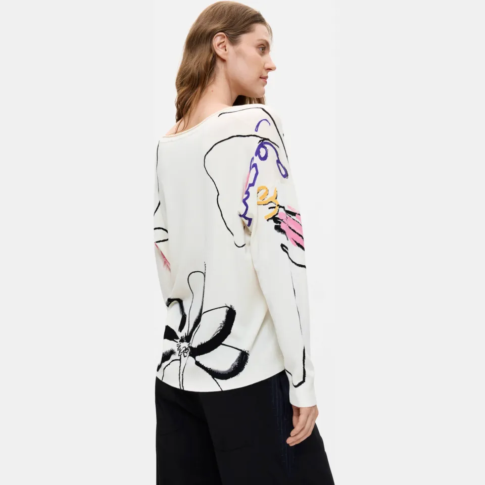 Desigual viscose trui met print - wit, foto 4