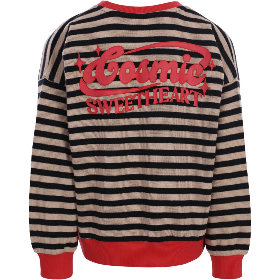 LOOXS little oversized gestreepte sweater met backprint - ecru, foto 3