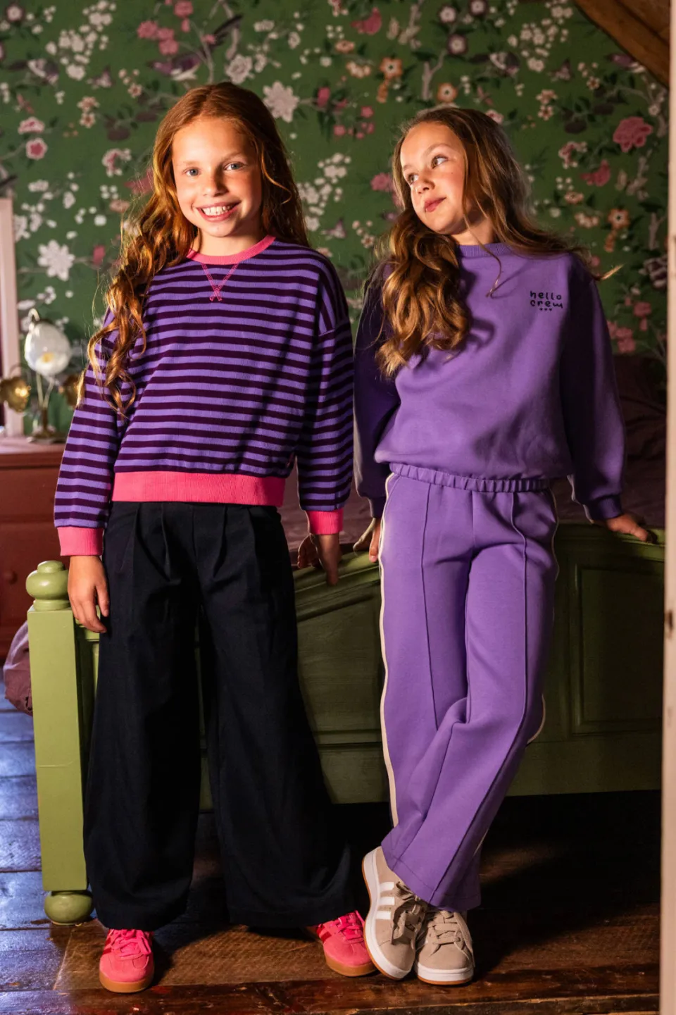 LOOXS little katoenen oversized gestreepte gebreide sweater - paars, foto 6