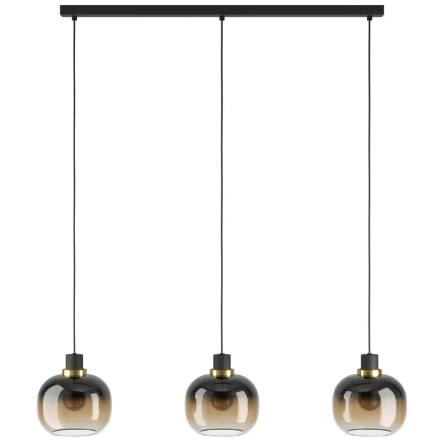 EGLO Oilella Hanglamp - E27 - 95 cm - Amber glas - Zwart Zwart;Messing;Zwart;Bruin;Transparant;