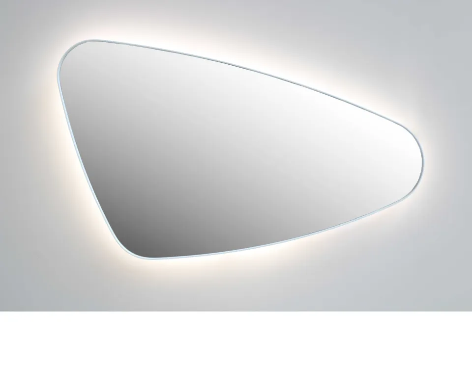 Spiegel Organisch INK SP23 80x50 cm Met Verlichting en Spiegelverwarming Rechts Geborsteld RVS, foto 2