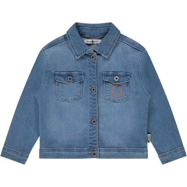 Stains&Stories spijkerjas medium blue denim, foto 2