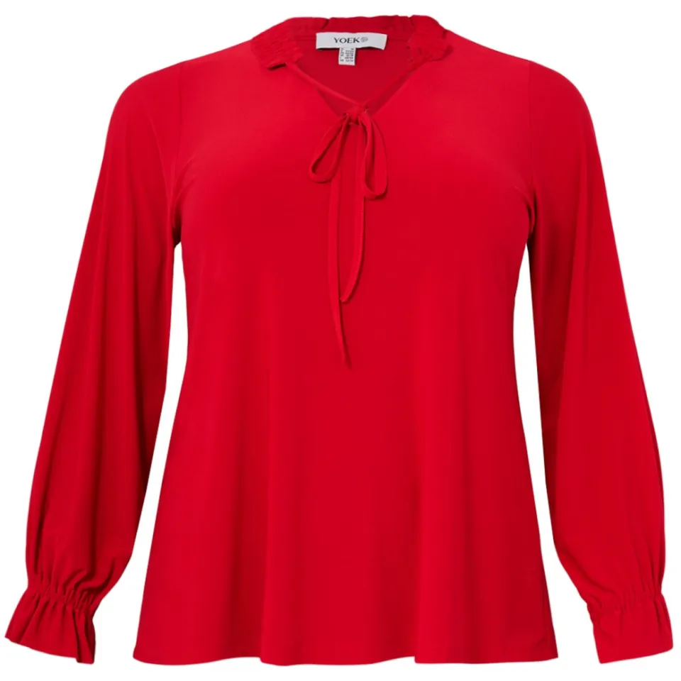 Yoek Tuniek met ruches | Grote maten tuniek | Rood, foto 3