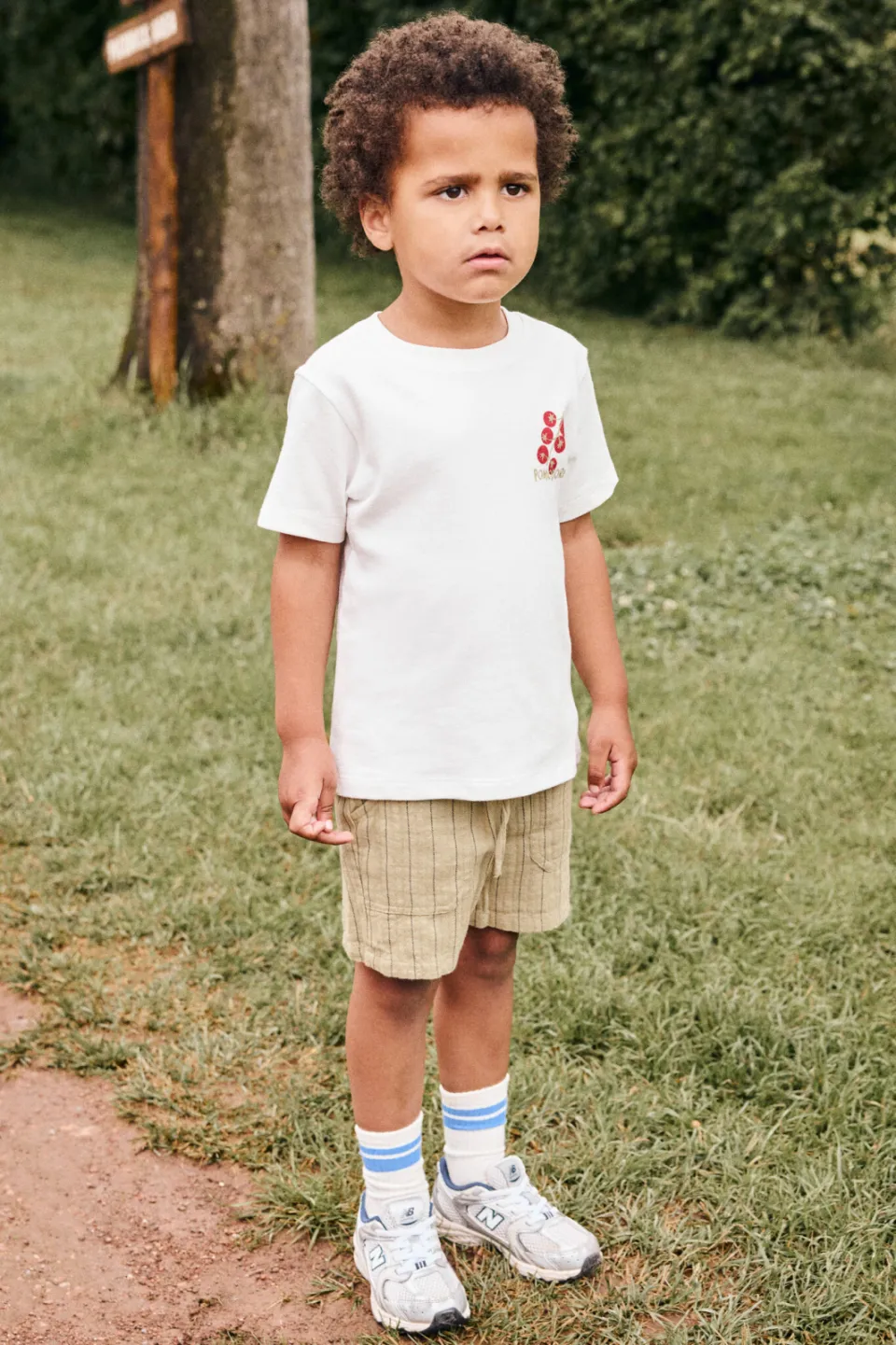 Daily7 gestreepte casual short olijfgroen