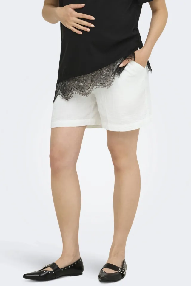 Only Maternity regular waist zwangerschaps short wit, foto 5