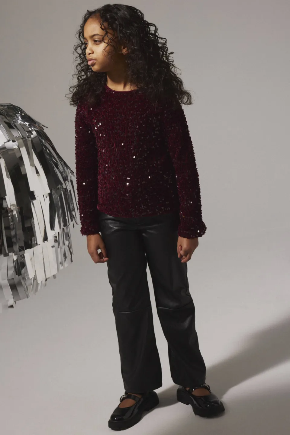 NAME IT KIDS blousetop donkerrood met pailletten