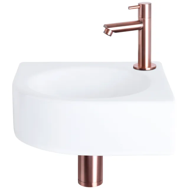 Differnz Fonteinset Differnz Cleo 30x30x10 cm Keramiek Wit Met Kraan Recht Rood Koper