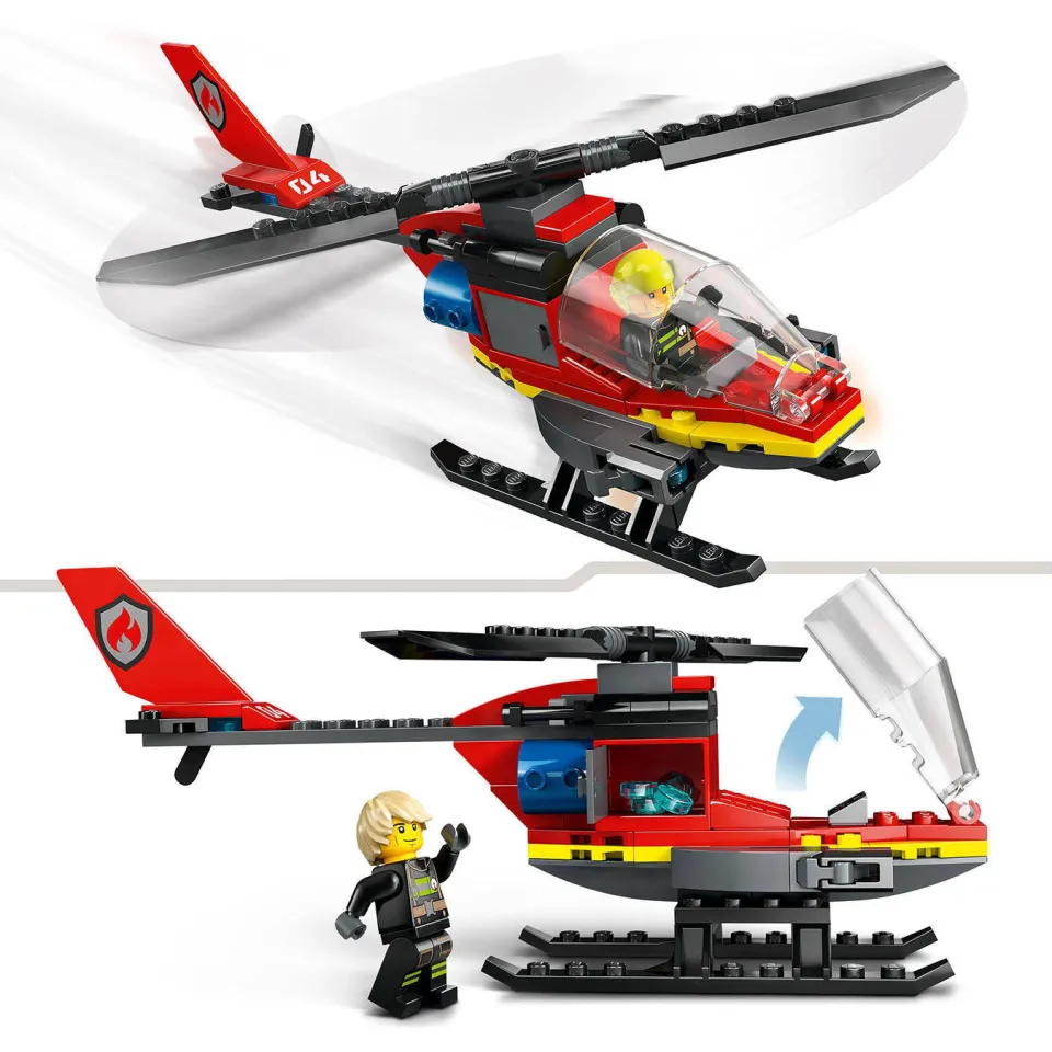 Lego City Brandweerhelikopter Reddingsvoertuig Speelgoed met Minifiguur van Piloot 60411, foto 6