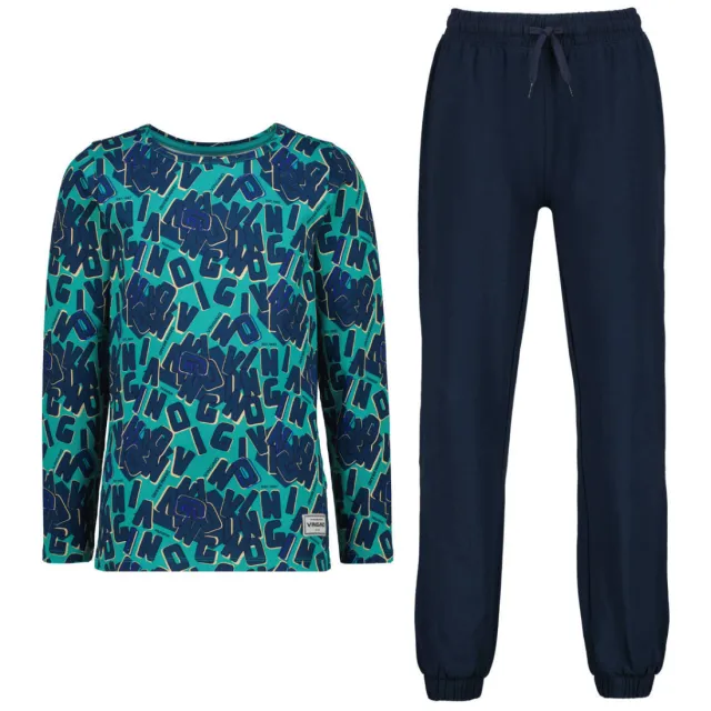 Vingino pyjama met print donkerblauw Donkerblauw/blauw