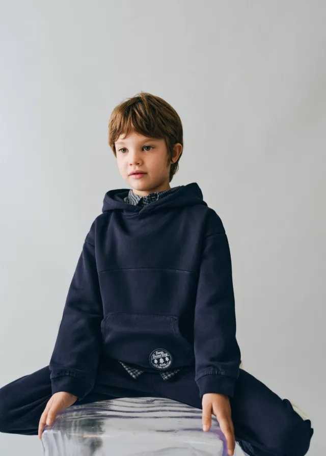 Mango Kids hoodie met backprint - marine