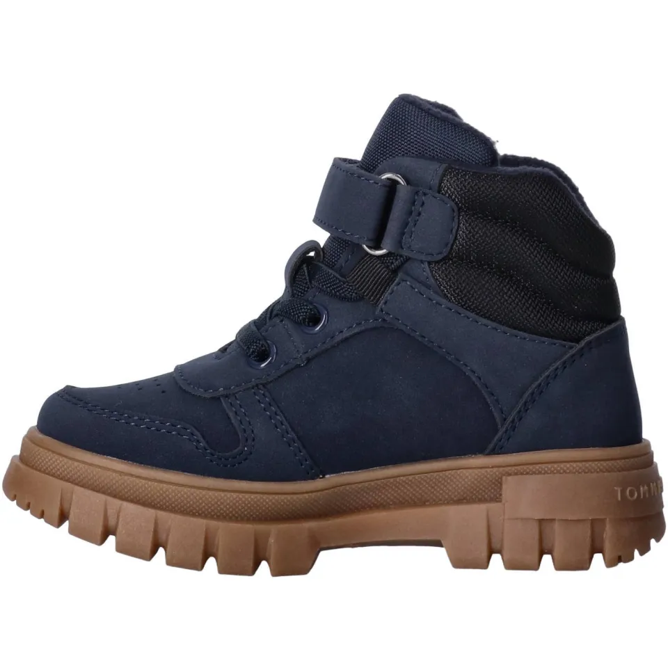 Tommy Hilfiger Peuter/kleuter veterschoenen met profielzool - donkerblauw/zwart, foto 3