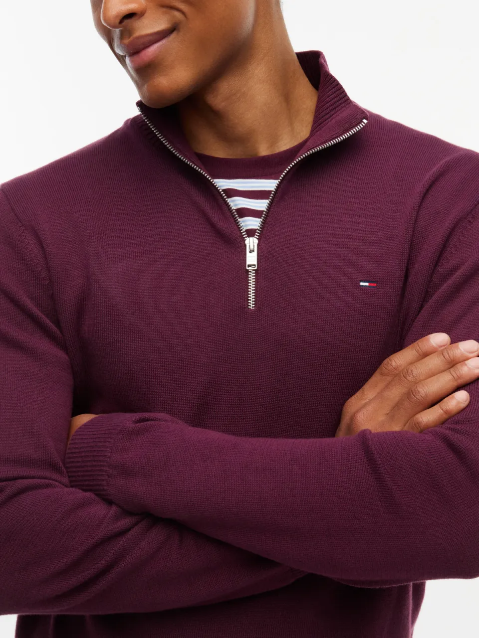 Tommy Jeans katoenen regular fit gebreide trui - calypso berry, foto 4