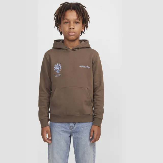 Jack & Jones JUNIOR hoodie met backprint - bruin
