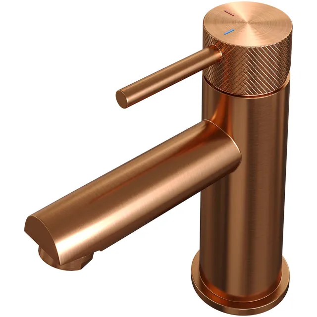 Brauer Wastafelmengkraan Brauer Copper Carving Coldstart Opbouw Laag Ronde Hendel Geborsteld Koper PVD PVD