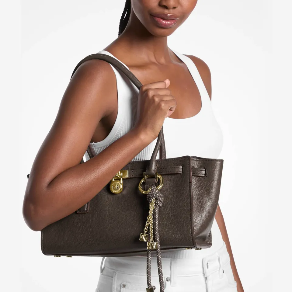 Michael Kors leren schoudertas Hamilton donkerbruin, foto 2
