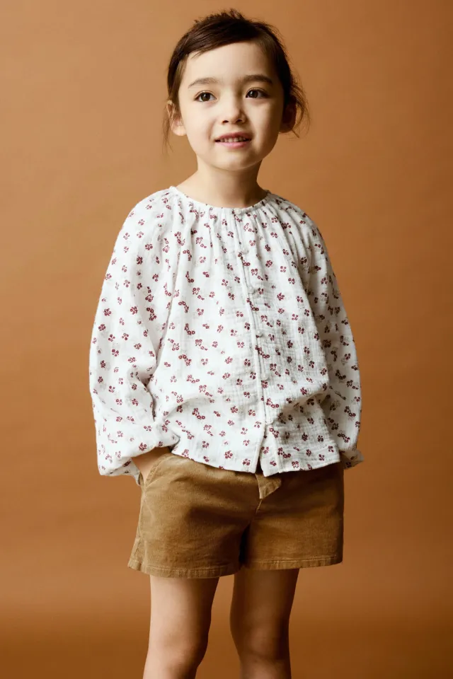 Mango Kids gebloemde blouse ecru rood Ecru/rood