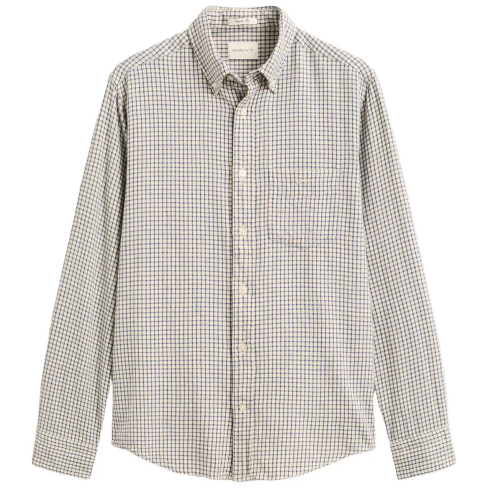Gant flanel regular fit geruit overhemd - blue horizon, foto 2