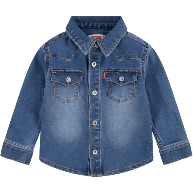 Levi's Kids casual overhemd medium blue denim