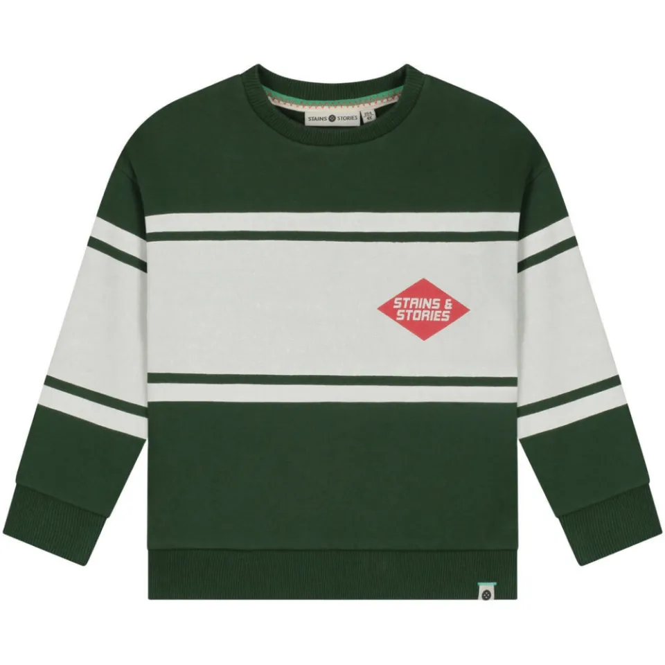 Stains&Stories rechtvallende gestreepte sweater - donkergroen, foto 3