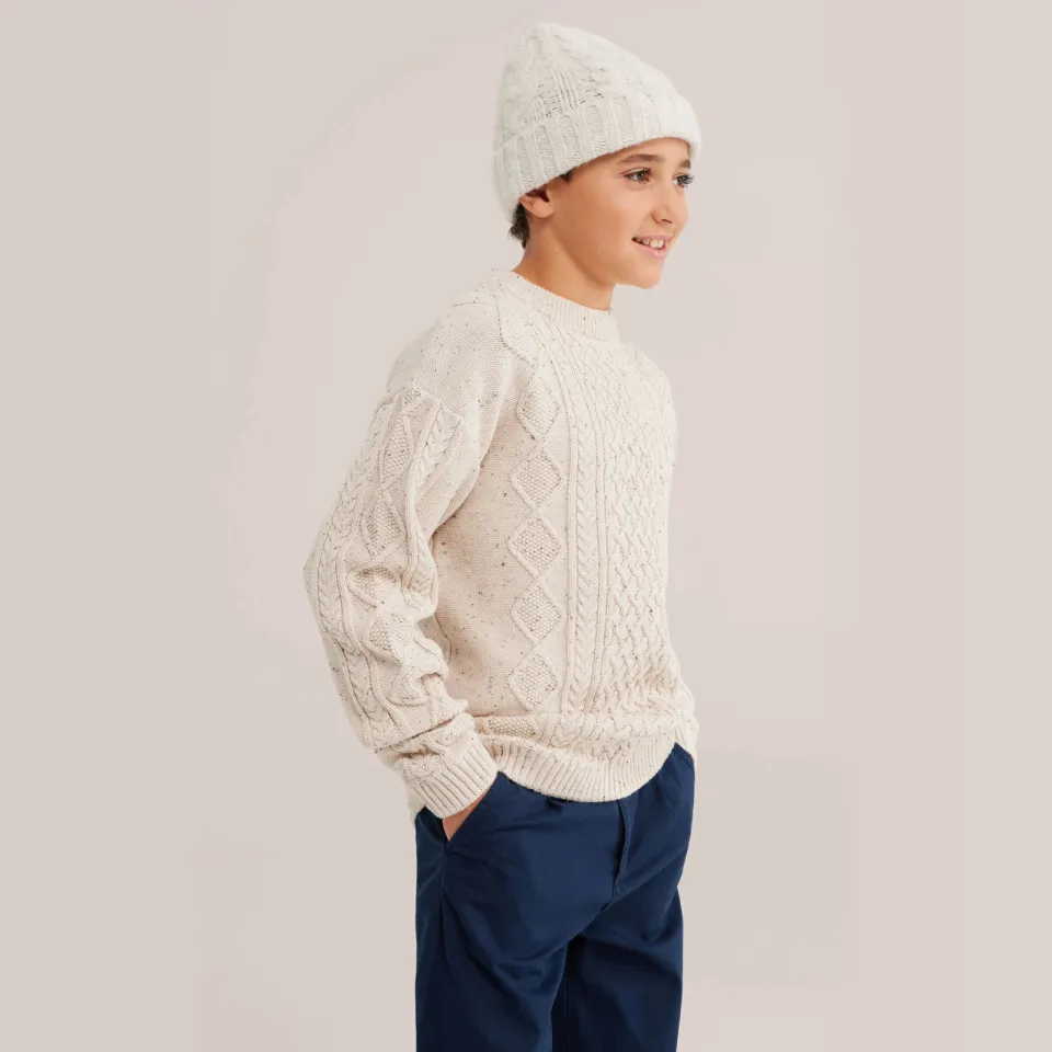 WE Fashion katoenen kabeltrui - beige, foto 3
