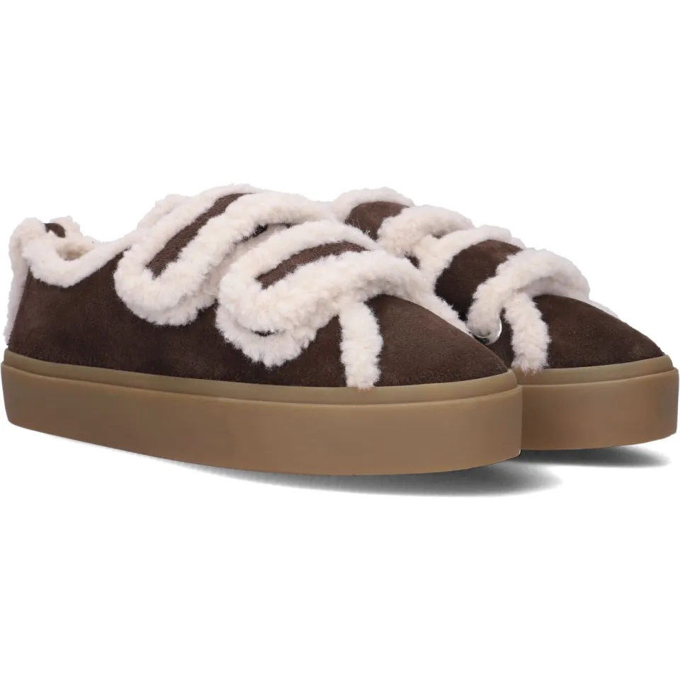 Inuikii Dames Instappers Shearling Low Velcro - Bruin, foto 3