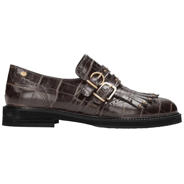 Fred de la Bretoniere Paris Eros leren loafers met dierenprint - bruin
