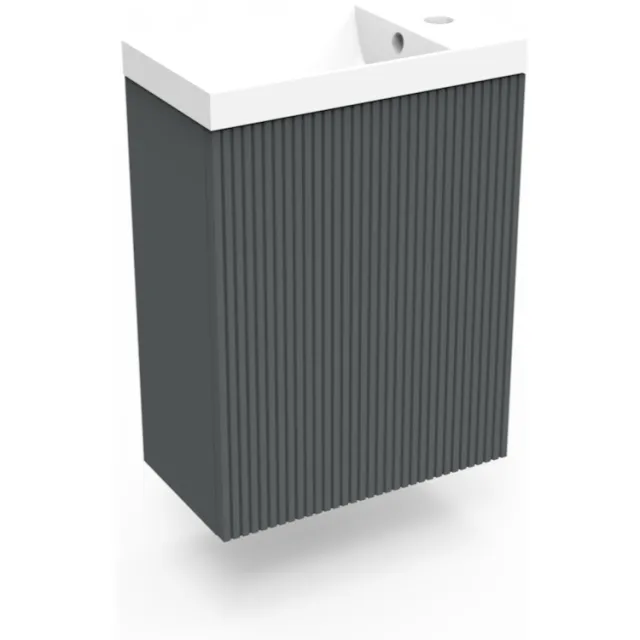 Fonteinkast Cement Arcqua Ridge 40x55x28 cm Incl. Fontein Glans Wit Met Overloop