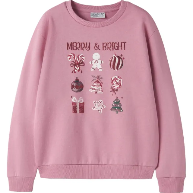 NAME IT KIDS rechtvallende sweater met print - roze, foto 2