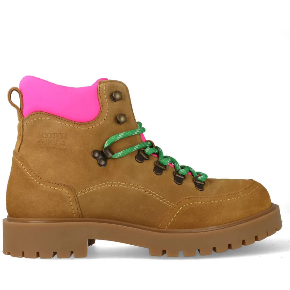 Scotch & Soda Toby suède veterboots met profielzool - beige/roze, foto 2