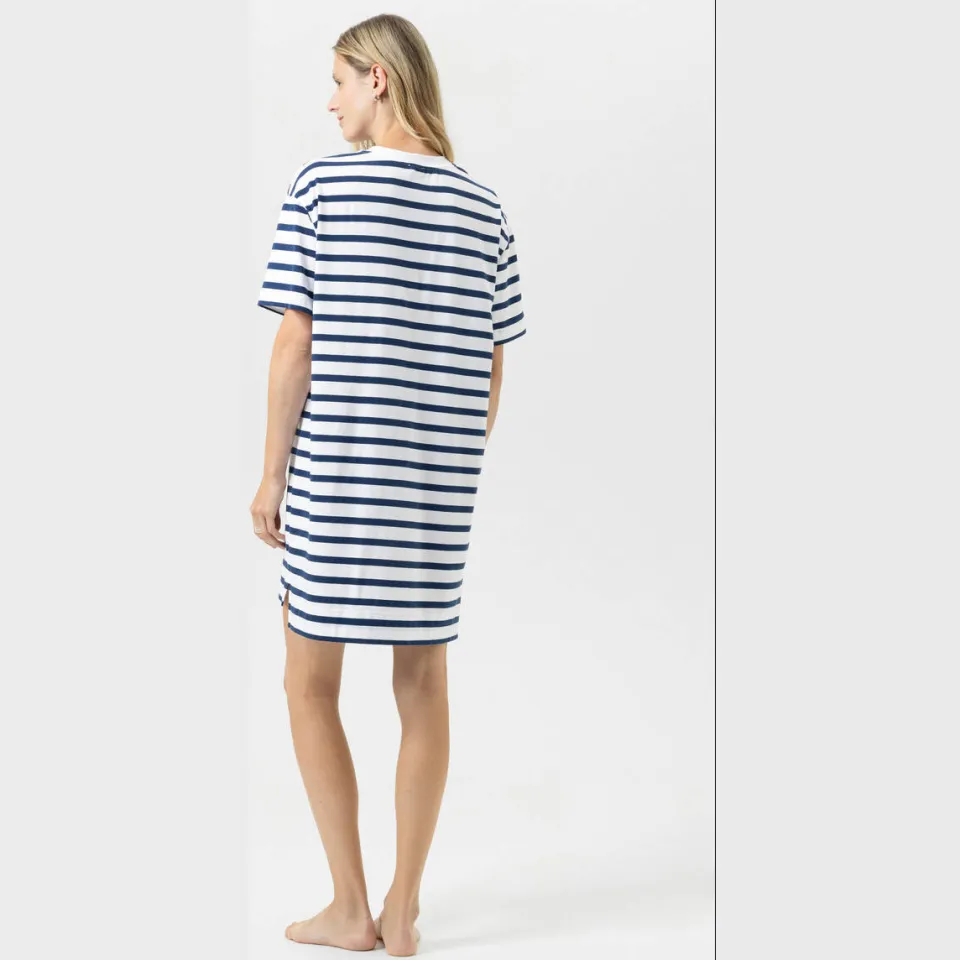 Mey Breezy Stripes nachthemd wit/donkerblauw, foto 4