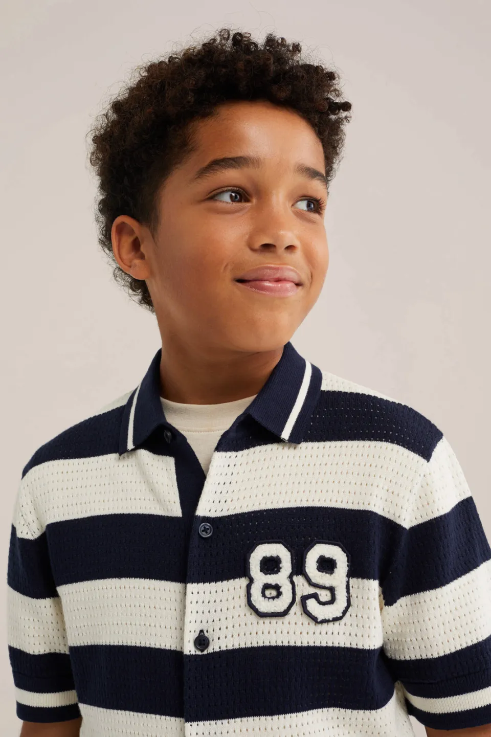 WE Fashion gebreide gestreepte polo - donkerblauw, foto 6