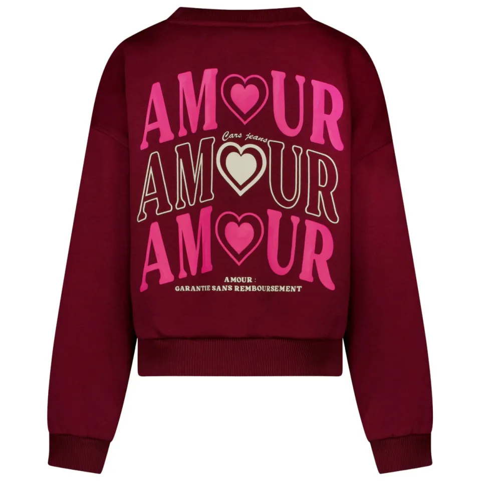 Cars sweater met backprint - donkerrood/roze, foto 4