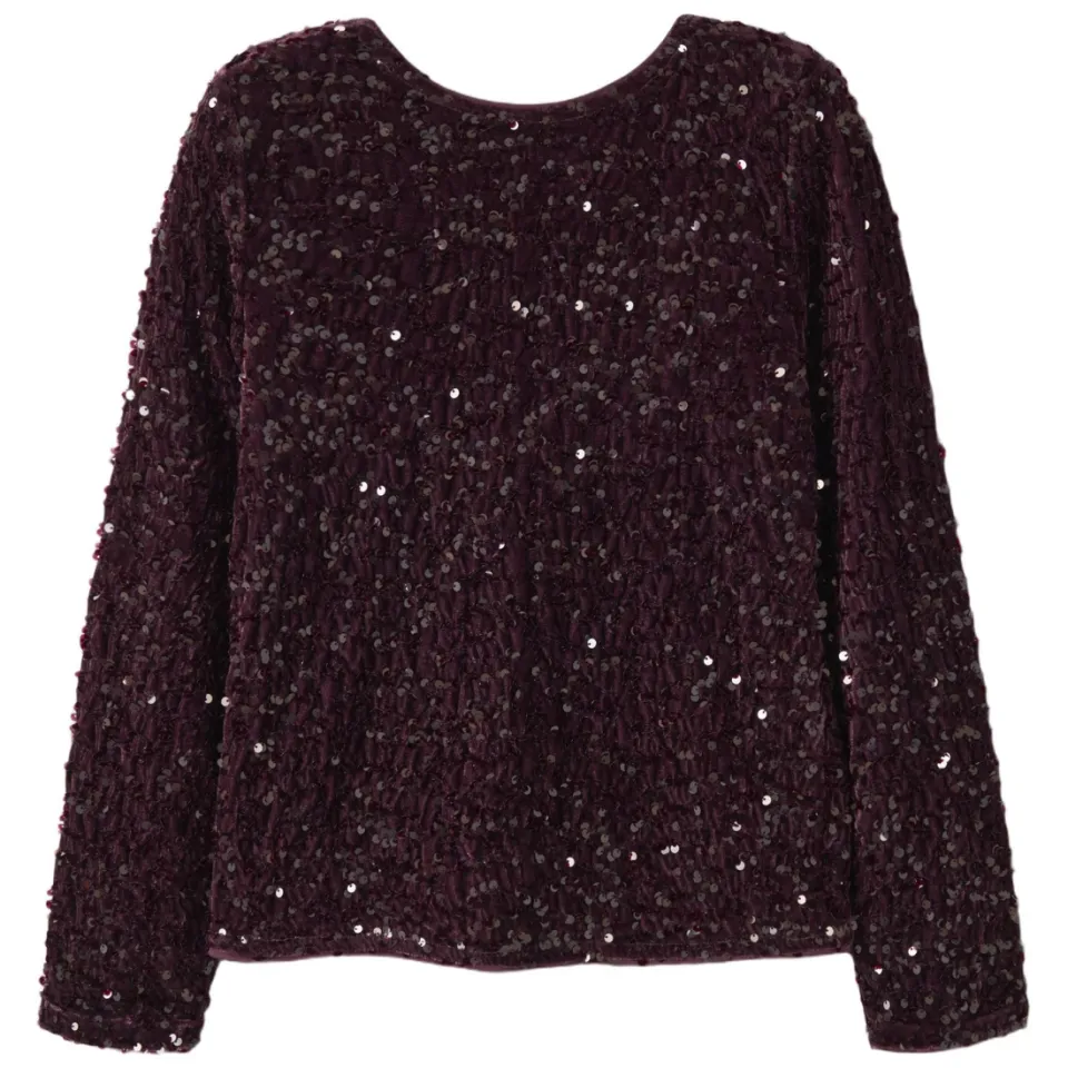 NAME IT KIDS rechtvallende blousetop met pailletten - wijnrood, foto 4
