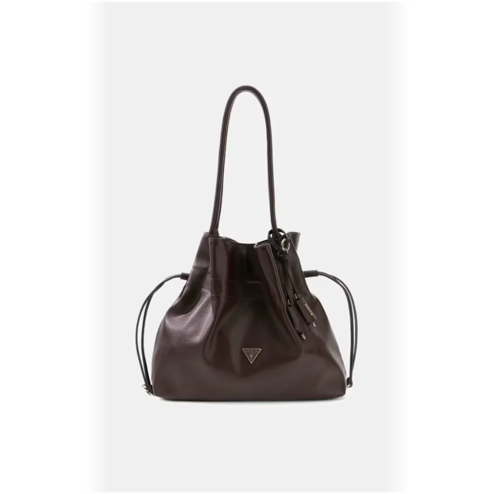 Guess Karima Drawstring Tote shopper donkerbruin bruin, foto 3