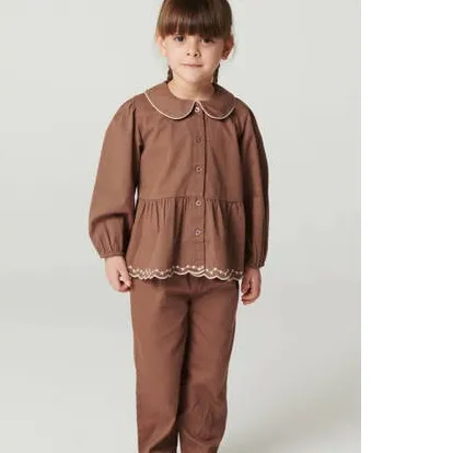 Copenhagen Colors blouse met broderie bruin, foto 2