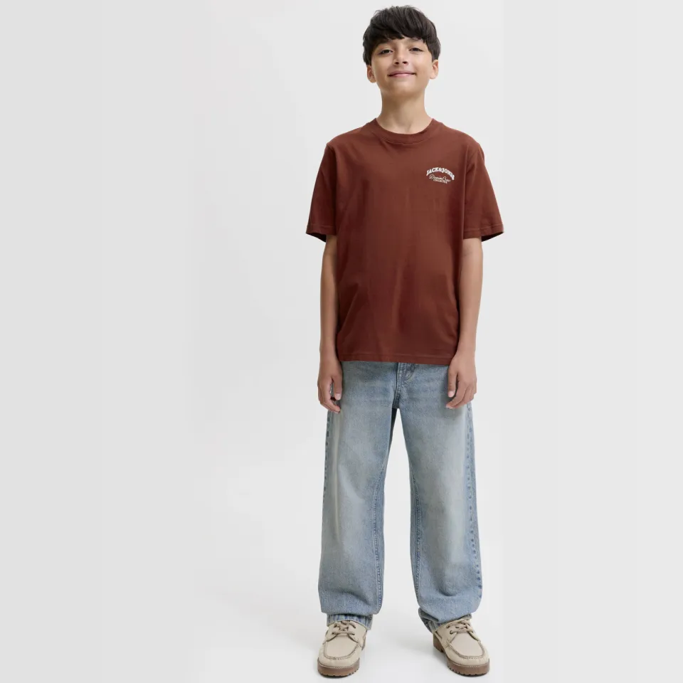Jack & Jones rechtvallend t-shirt met backprint steenrood, foto 4