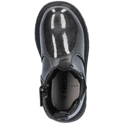 Nelson Kids lak chelsea boots met glitters zwart, foto 3