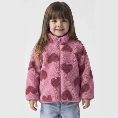 NAME IT MINI teddy jas met hartjes roze, foto 2