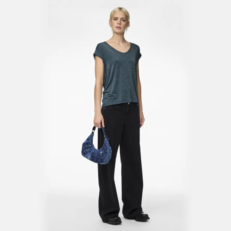 Pieces PCBILLO top blauw met lurex, foto 4